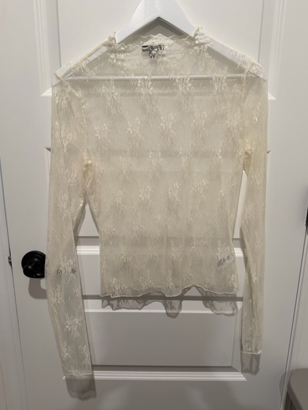 wild fable Cream Lace Sheer Long Sleeve Top